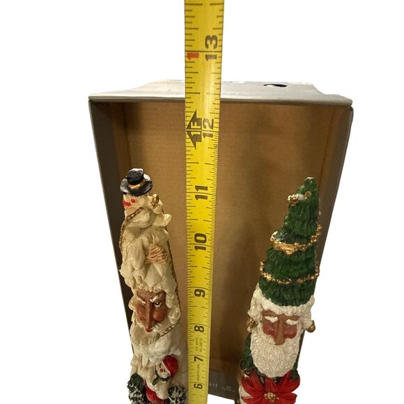 2 Vintage Christmas Santa Pencil Primitive Folk Art Collectible Resin Figurines - Picture 9 of 9